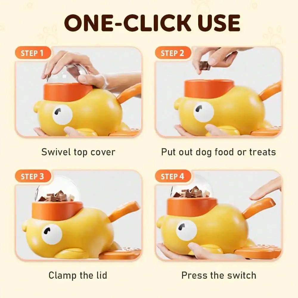 Dog Slow Feeder Bowl with Food Puzzle Toy, Duck-Shaped Interactive Treat Dispenser for Enrichment