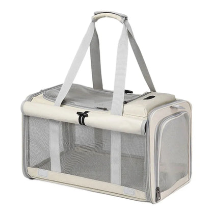 Large Foldable Pet Carrier Bag for Cats & Small Dogs, Breathable Soft-Sided Travel Tote with Top Window & Luggage Strap