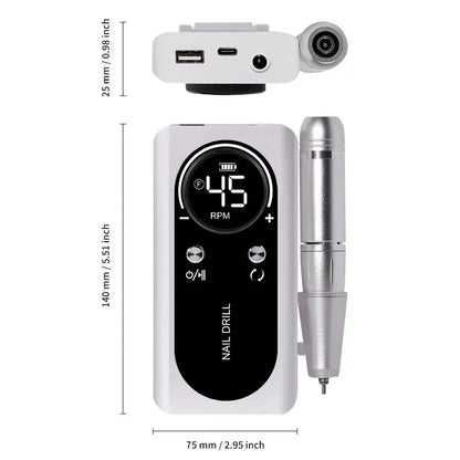 Professional 45,000 RPM Rechargeable Electric Nail Drill Machine