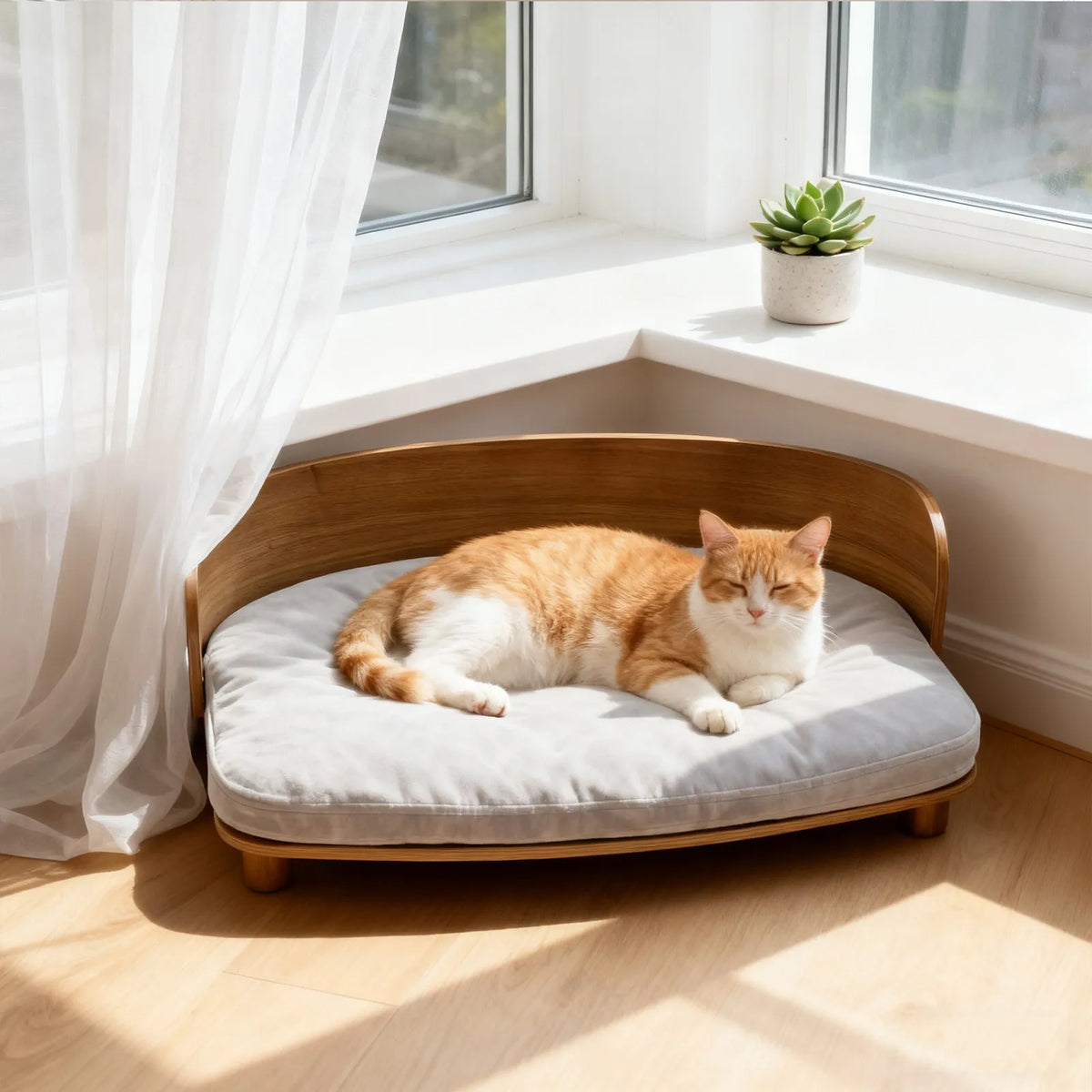 Wooden Pet Couch Bed, Elevated Small Dog Sofa with Comfortable Cushion for Puppies & Kitte - Bond Well Supplies