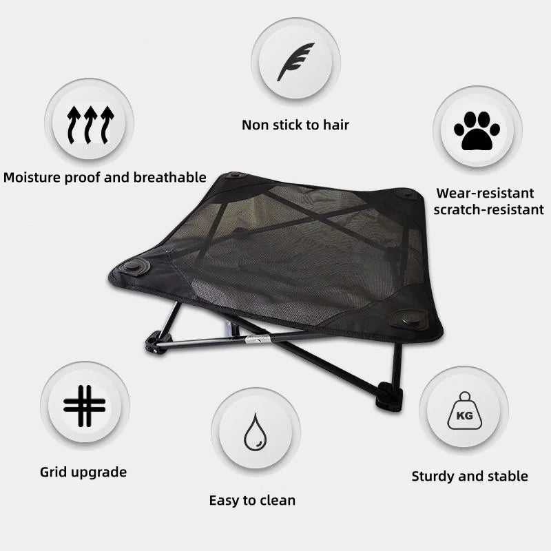 Outdoor Elevated Dog Bed, Folding Portable Pet Cot for Cats & Dogs, Moisture-Resistant All-Season Design - Bond Well Supplies