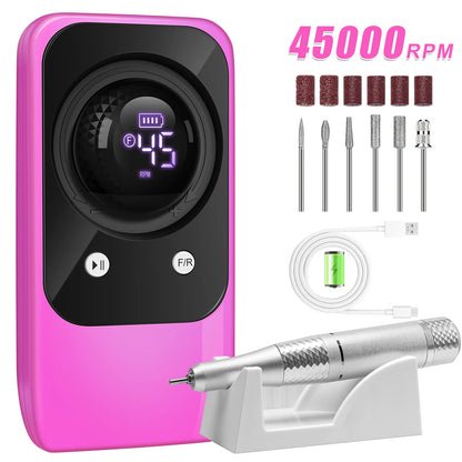 Rechargeable 45000RPM Electric Nail Drill, Portable Nail File for Acrylic Nails & Nail Art - Bond Well Supplies