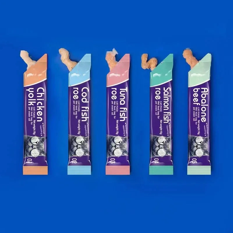 Cat Liquid Treat Variety Pack, 30 Assorted Abalone, Tuna & Chicken Wet Snacks for Young Cats - Bond Well Supplies