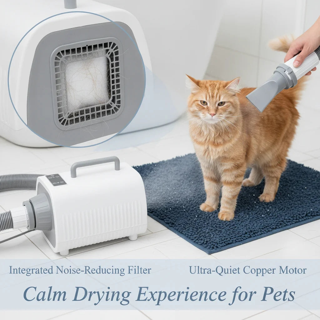 Professional Pet Grooming Dryer, 2100W Dog & Cat Hair Dryer with 9 Speeds, 9 Temperature Settings, 3 Nozzles & 6.56ft Hose
