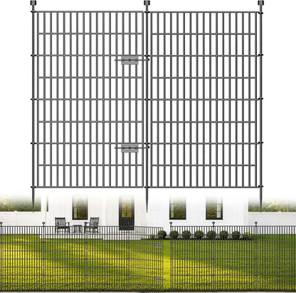 No-Dig Pet & Garden Fence, 48-Inch Tall Rustproof Metal Panels with Gate for Yard & Flower Beds