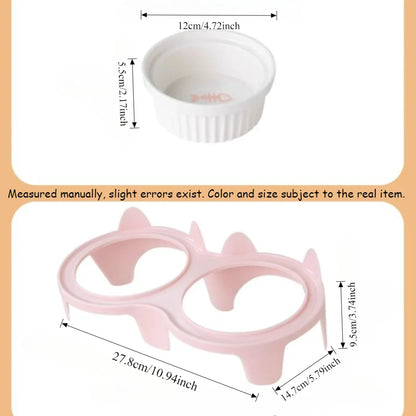 Ceramic Tilted Cat & Dog Feeding Bowl, Separate Food & Water Dishes with Stable Anti-Tip Design - Bond Well Supplies