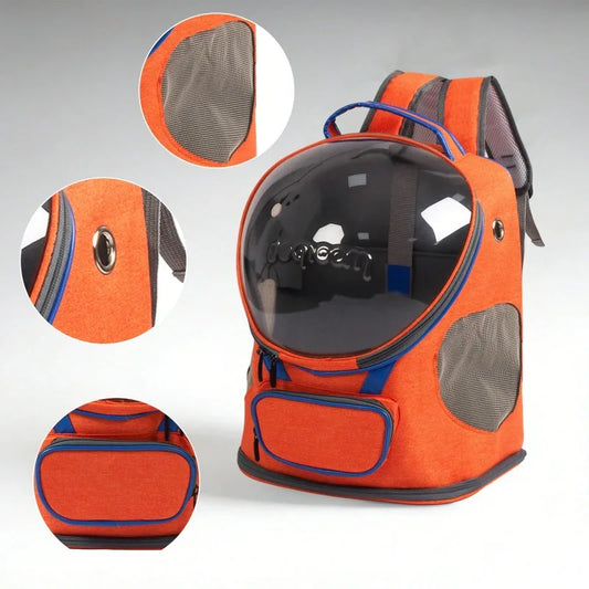 Portable Cat & Dog Backpack Carrier, Foldable Transparent Design with Zipper Closure