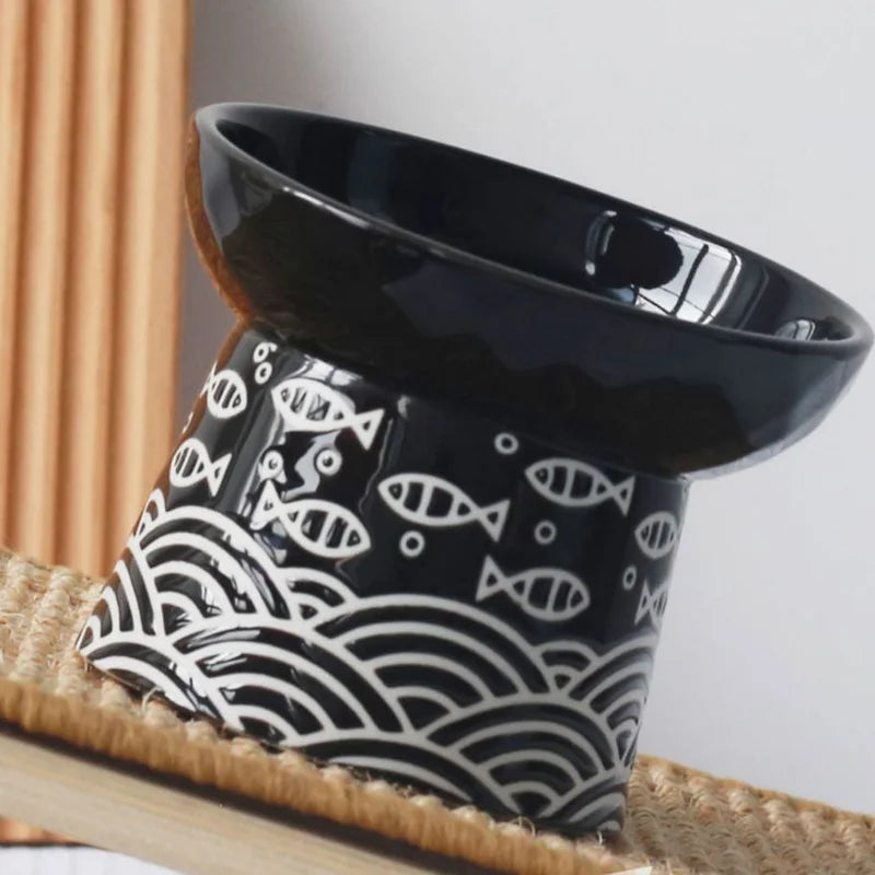 Durable Ceramic Pet Bowl, Elevated Raised Feeding Dish for Cats & Small Dogs - Bond Well Supplies