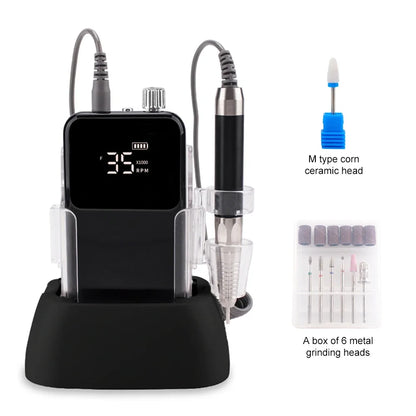 Rechargeable Brushless Nail Drill Machine, 35000RPM Cordless Electric Manicure Tool - Bond Well Supplies