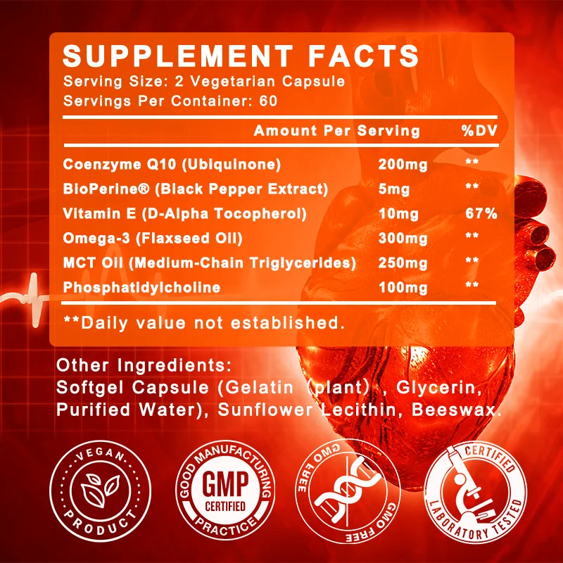 High Potency COQ10 200mg Supplement for Energy Production and Antioxidant Protection