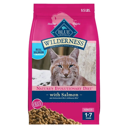 Blue Buffalo Wilderness High-Protein Dry Cat Food, Salmon Recipe for Adult Cats, 9.5-lb Bag - Bond Well Supplies
