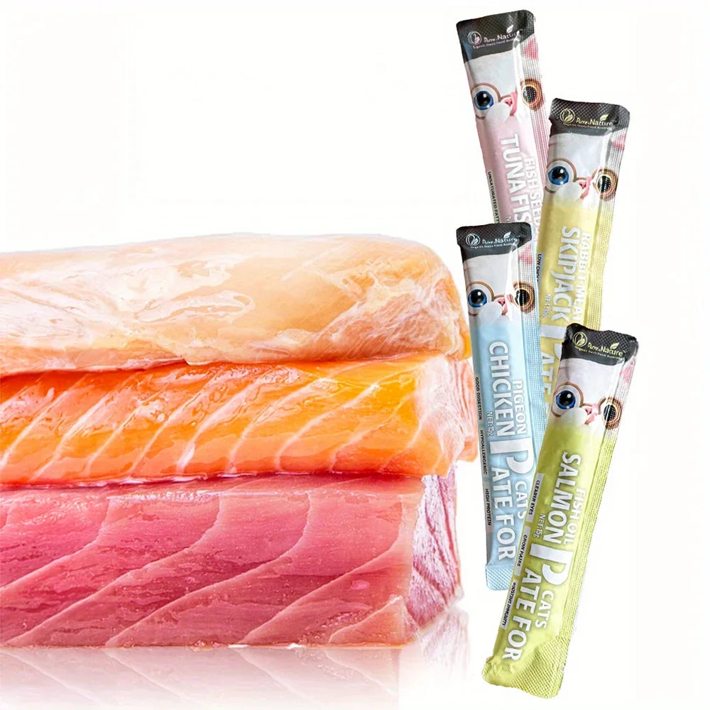 Cat Snack Sticks, 10.58oz Variety Pack with Chicken, Tuna, Rabbit & Salmon Flavors - Bond Well Supplies
