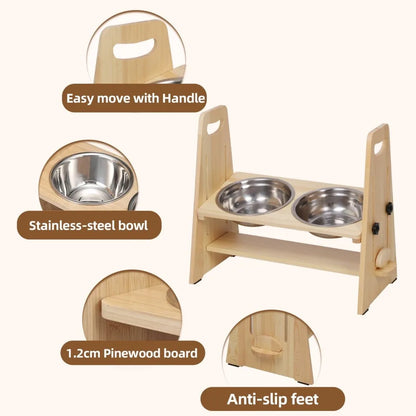 Adjustable Raised Dog Feeder Stand, Elevated Food & Water Bowl Station for Small, Medium & Large Dogs - Bond Well Supplies