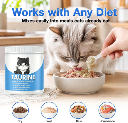 Cat Taurine Supplement Powder, Amino Acid Support for Heart & Vision Health, 100 Grams - Bond Well Supplies