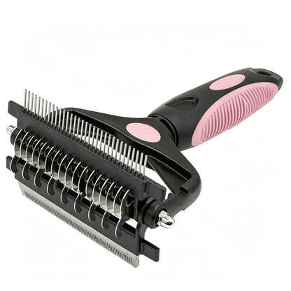 Double-Sided Pet Grooming Brush, 3-in-1 Deshedding Comb & Fur Detangling Knot Cutter for Dogs and Cats