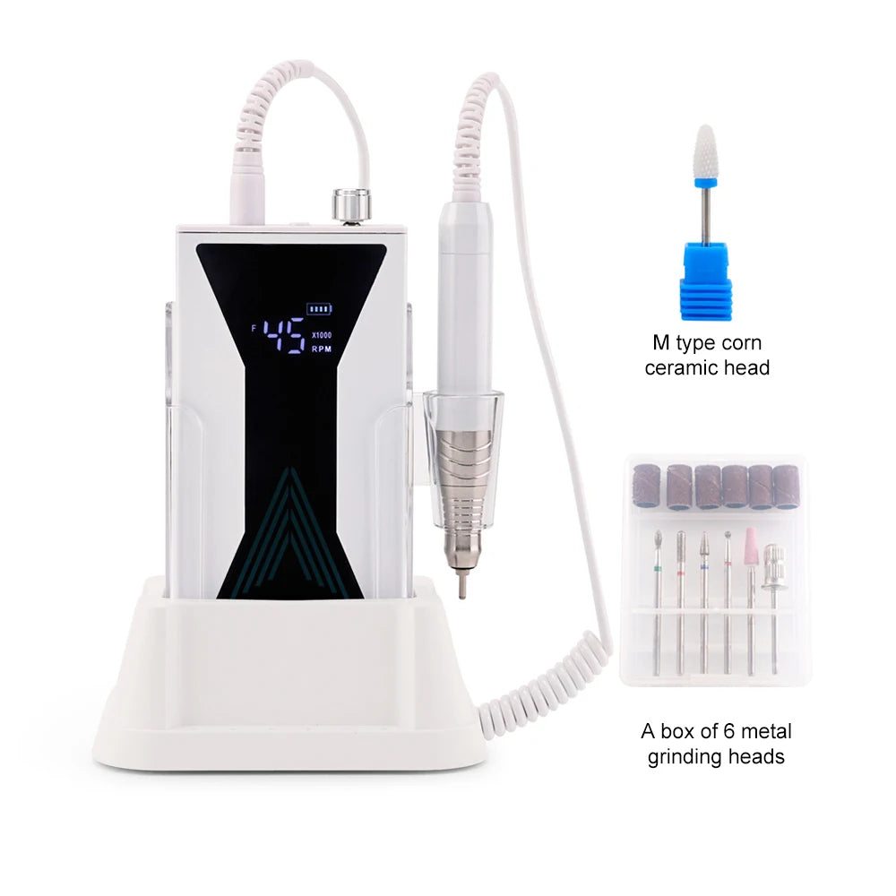 Professional 45000RPM Brushless Nail Drill Machine, Cordless 85W Portable Desktop Electric Manicure Polisher - Bond Well Supplies