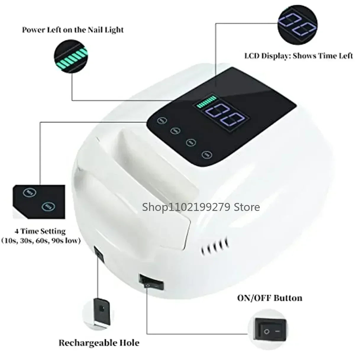 Cordless UV LED Nail Lamp, Rechargeable Gel Polish Curing Dryer with Large Capacity - Bond Well Supplies