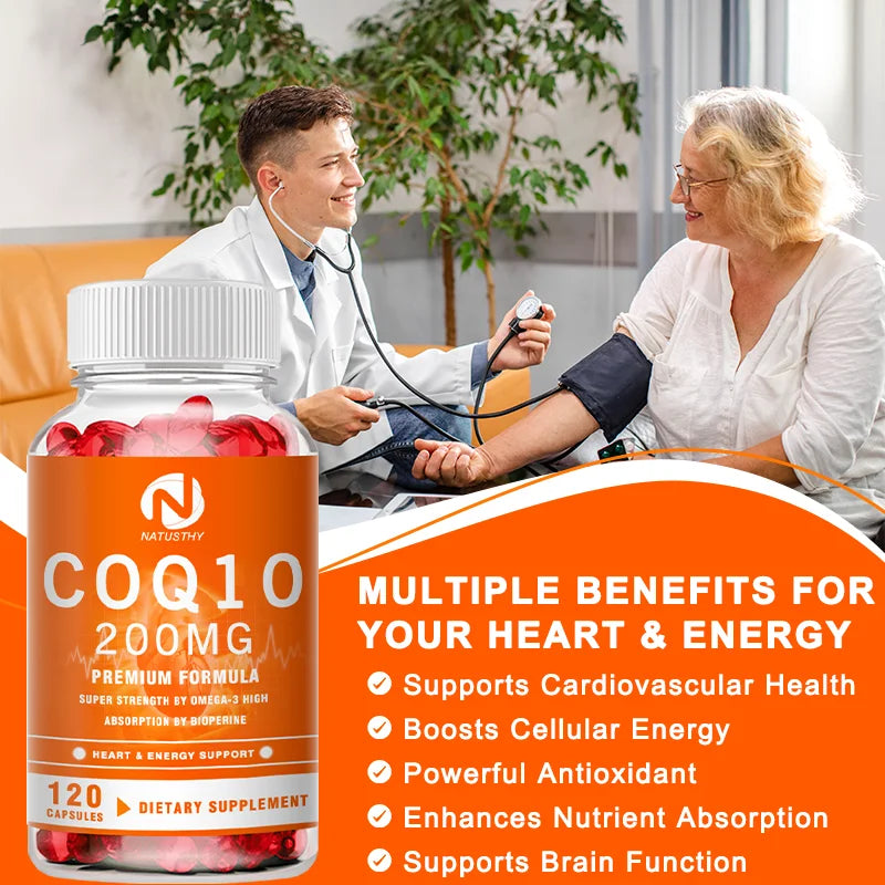 High Potency COQ10 200mg Supplement for Energy Production and Antioxidant Protection
