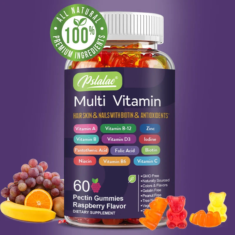 Multivitamin Dietary Gummies, Daily Energy, Skin, Hair & Nail Care with Immune Support - Bond Well Supplies