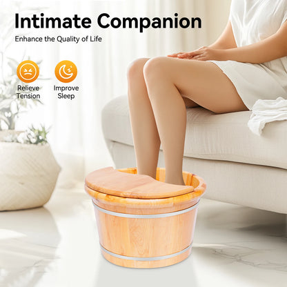 Freestanding Foot Bath Basin with Cedar Wood Finish, Foot Soaking Tub for Home Spa and Foot Care