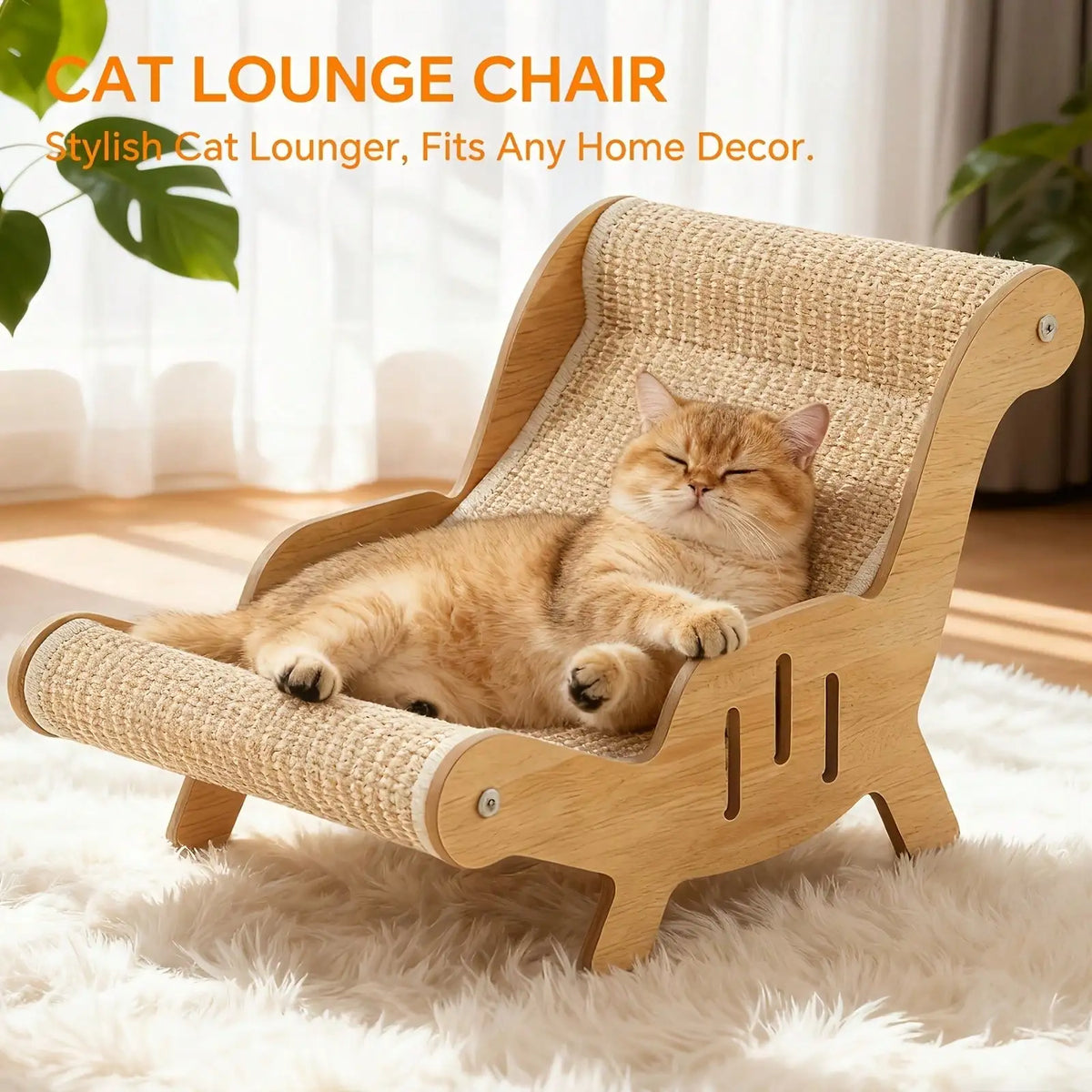 Oversized Cat Scratcher & Lounge Chair, Breathable Natural Sisal Pet Bed for Indoor Cats - Bond Well Supplies