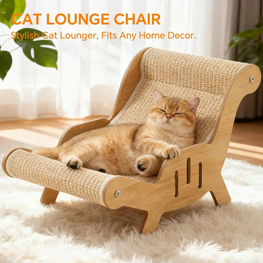 Oversized Cat Scratcher & Lounge Chair, Breathable Natural Sisal Pet Bed for Indoor Cats - Bond Well Supplies