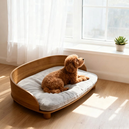 Wooden Pet Couch Bed, Elevated Small Dog Sofa with Comfortable Cushion for Puppies & Kitte - Bond Well Supplies