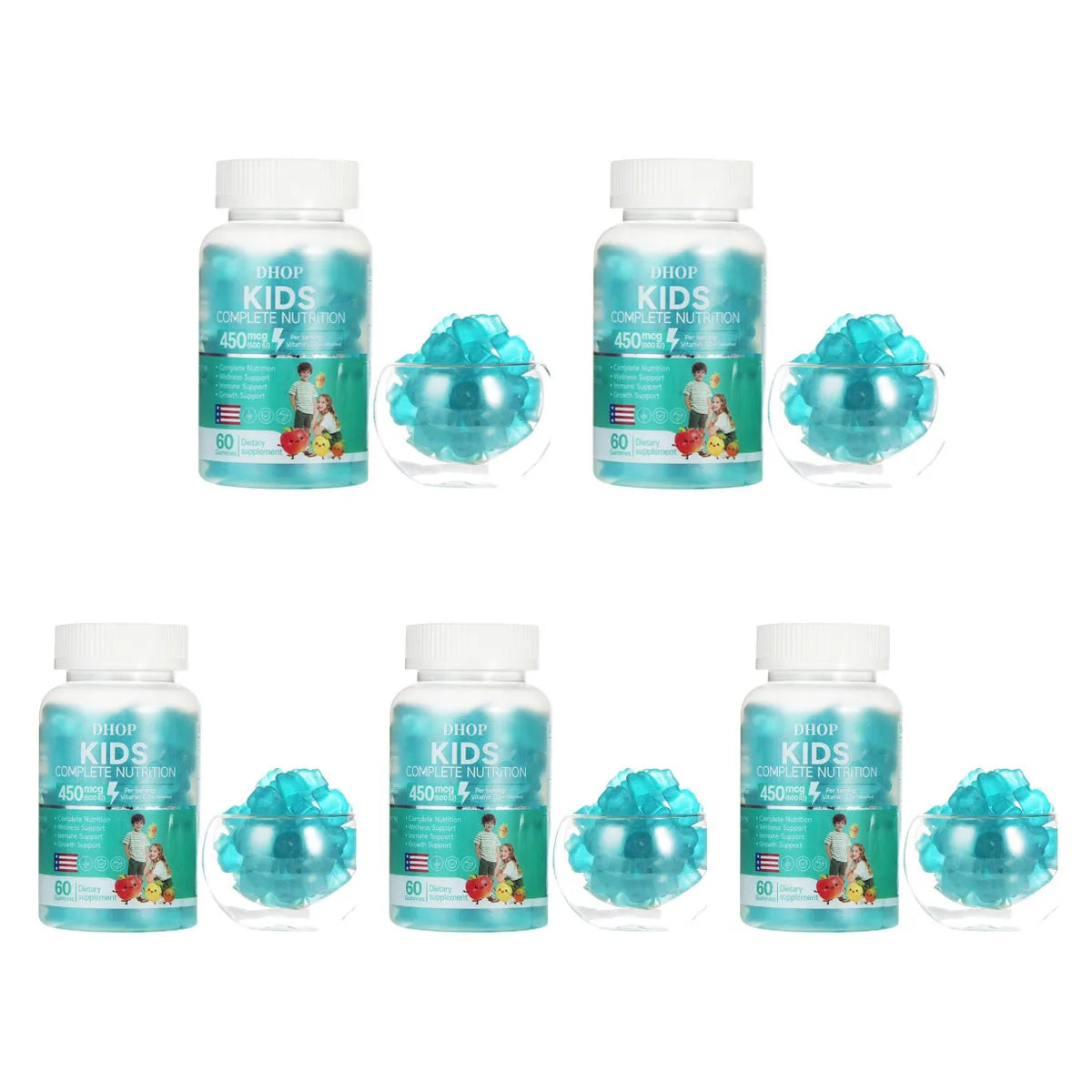 Kids Multivitamin Gummies, DHOP Vitamin D3, C, Zinc & B Vitamins, Daily Nutrition & Wellness Support - Bond Well Supplies
