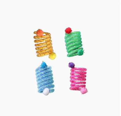 Interactive Cat Stick Toy, Elastic Spring & Wool Ball Teaser for Play and Enrichment