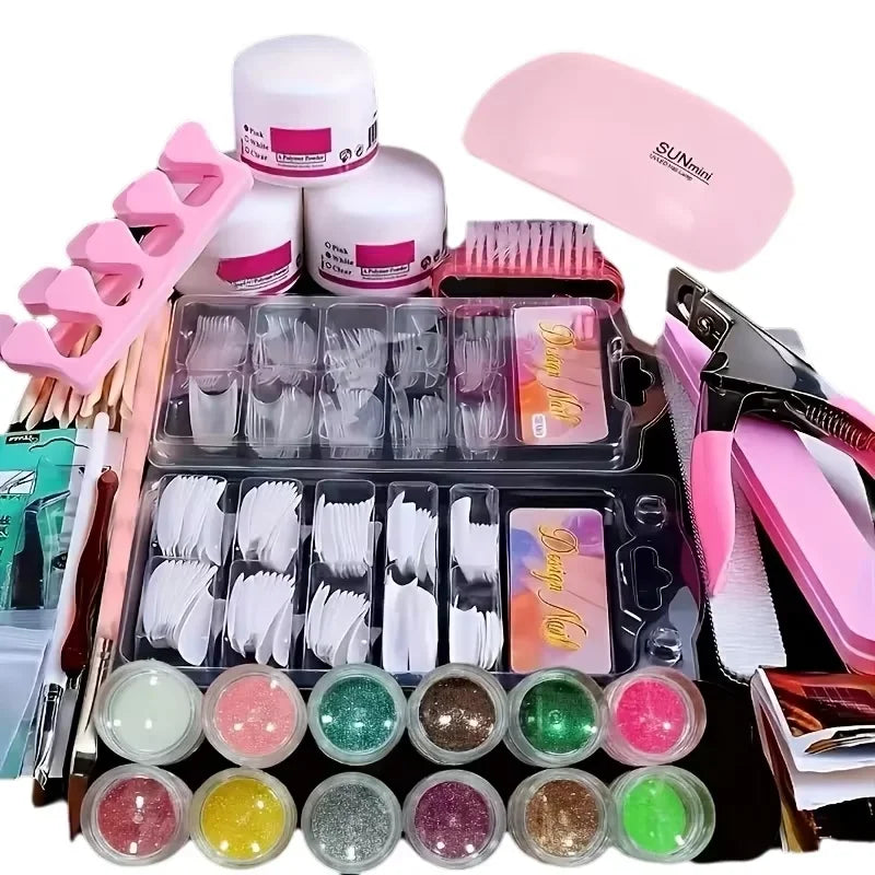 Professional Acrylic Nail Powder & Liquid Monomer Set, 3D Nail Art & Decoration Kit - Bond Well Supplies