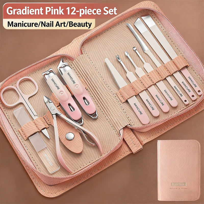 Stainless Steel Nail Clipper Set, 10-22PCS Manicure & Pedicure Tools with Portable Case - Bond Well Supplies