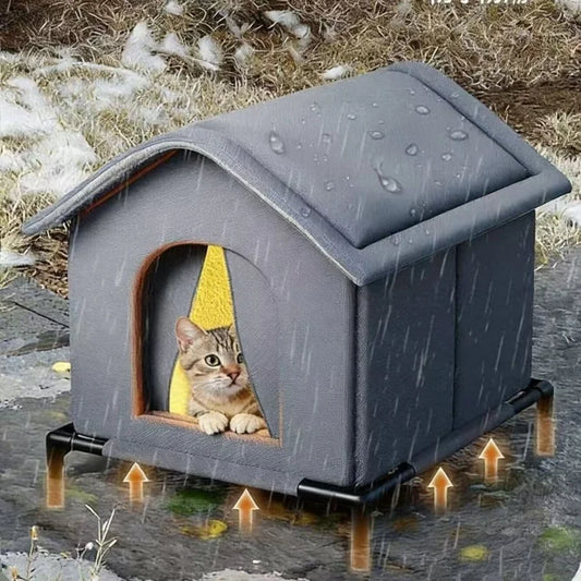 Waterproof Pet Cave with Mat, Foldable Outdoor Cat House for Small Dogs & Puppies - Bond Well Supplies