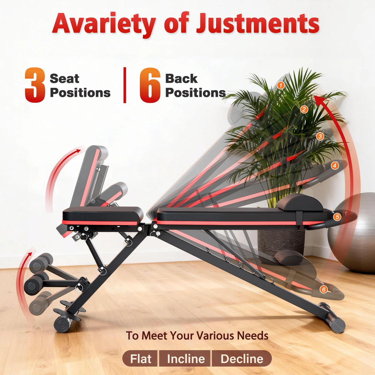 14-in-1 Adjustable Workout Bench, Foldable Dumbbell Bench for Full-Body Strength Training, 1000 lb Capacity