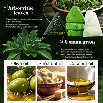 LKIAE Anti-Hair Loss Soap, Natural Arborvitae Leaves & Usman Grass Herbal Scalp Cleansing Formula - Bond Well Supplies