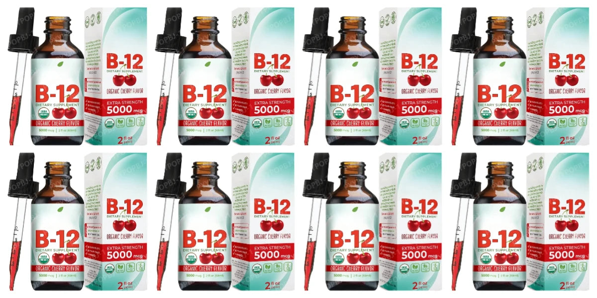 Vitamin B12 Liquid Supplement 5000mcg, Methylcobalamin Sublingual Drops, Cherry Flavor, Vegan & Sugar-Free, 60ml - Bond Well Supplies