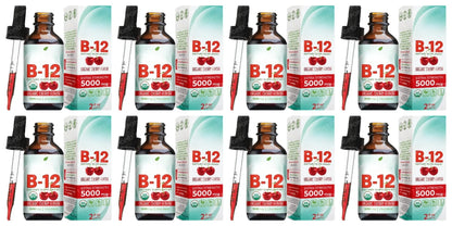 Vitamin B12 Liquid Supplement 5000mcg, Methylcobalamin Sublingual Drops, Cherry Flavor, Vegan & Sugar-Free, 60ml - Bond Well Supplies