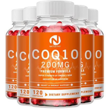 High Potency COQ10 200mg Supplement for Energy Production and Antioxidant Protection
