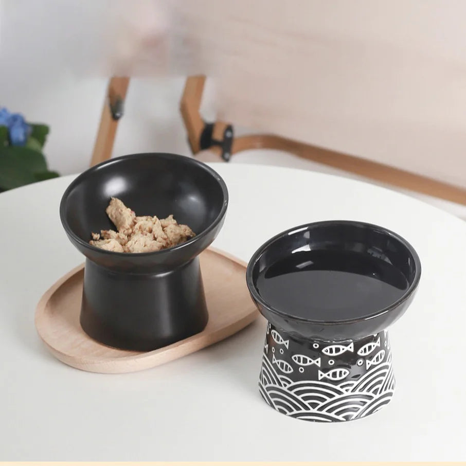 Durable Ceramic Pet Bowl, Elevated Raised Feeding Dish for Cats & Small Dogs - Bond Well Supplies
