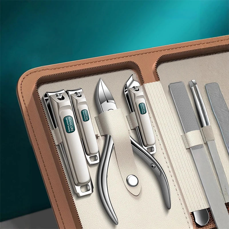 Anti-Splash Nail Clipper Set, 9/11-Piece German-Style Stainless Steel Manicure Kit - Bond Well Supplies