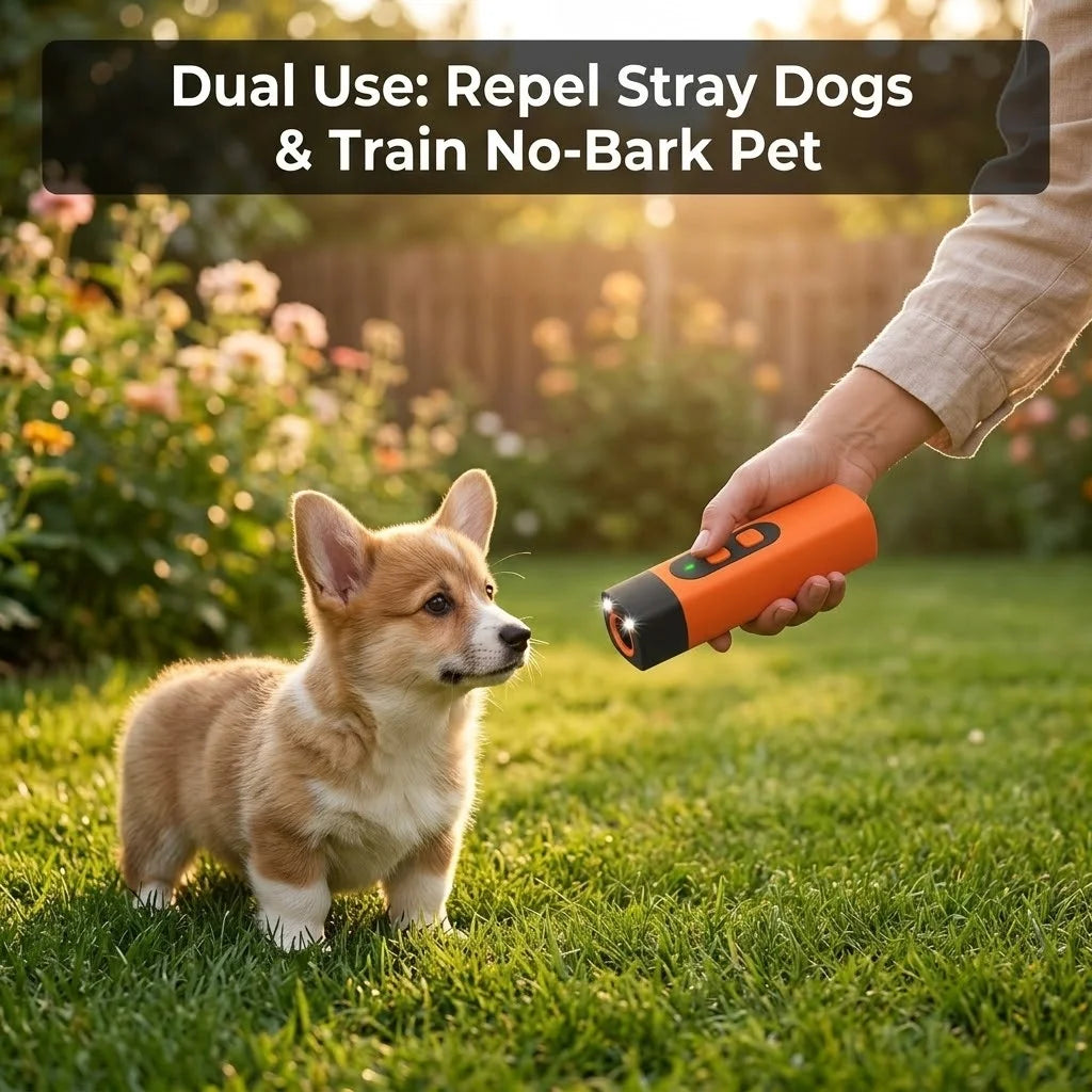 Handheld Ultrasonic Dog Repellent, Portable One-Button Bark Deterrent & Training Device - Bond Well Supplies