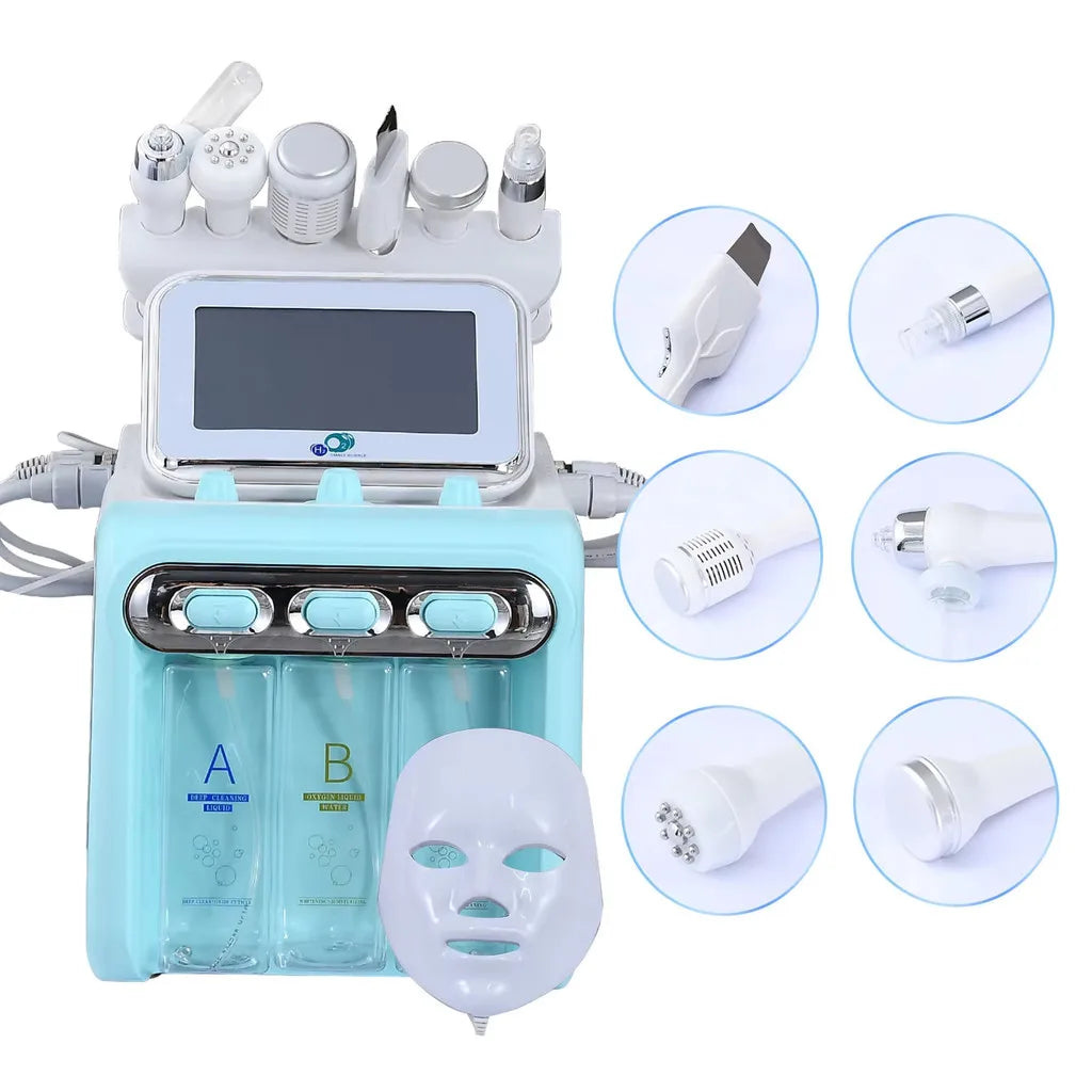 Professional 7-in-1 Hydra Facial Machine, Hydrogen Oxygen Facial Device with Skin Scrubber & LED Mask - Bond Well Supplies