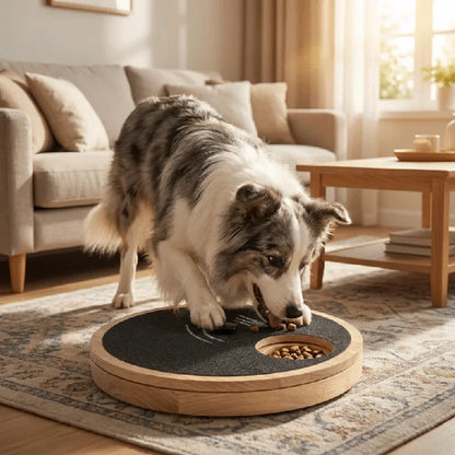 Dog Nail File Toy, Rotating Scratch Board with Treat Box, Non-Slip Solid Wood Design - Bond Well Supplies