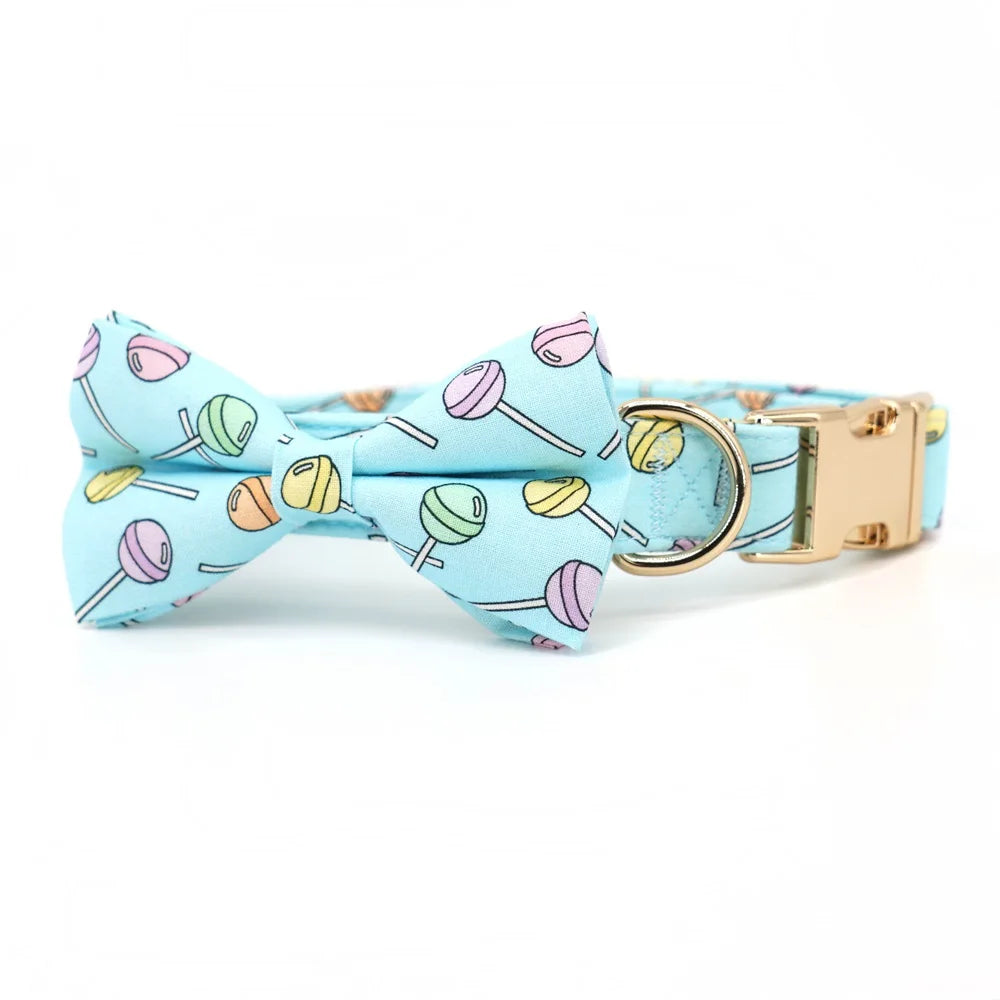Personalized Dog Bowtie Collar, Lollipop-Inspired Design for Holiday Parties, Birthdays & Pet Gifts - Bond Well Supplies