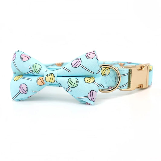 Personalized Dog Bowtie Collar, Lollipop-Inspired Design for Holiday Parties, Birthdays & Pet Gifts - Bond Well Supplies