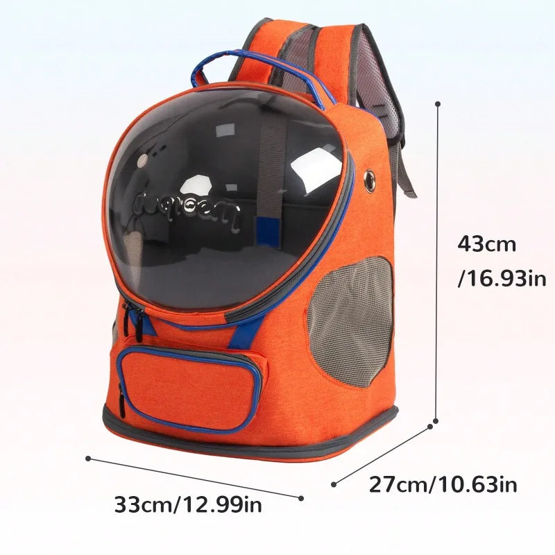 Portable Cat & Dog Backpack Carrier, Foldable Transparent Design with Zipper Closure