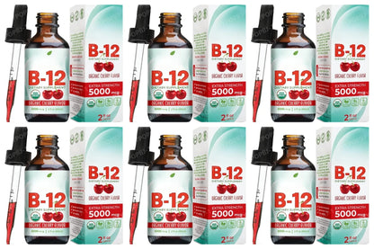 Vitamin B12 Liquid Supplement 5000mcg, Methylcobalamin Sublingual Drops, Cherry Flavor, Vegan & Sugar-Free, 60ml - Bond Well Supplies