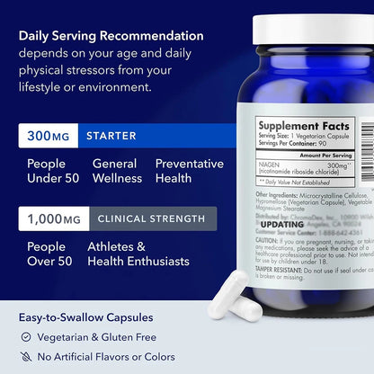 TRU NIAGEN NAD+ Supplement, 300mg Niagen, Cellular Energy Support, 90 Capsules