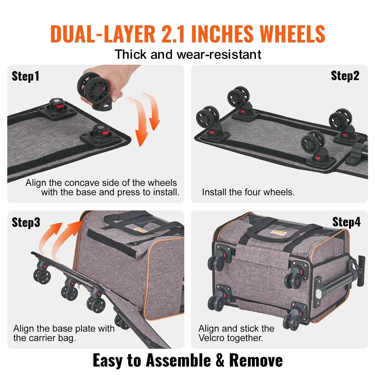 Airline-Approved Rolling Cat Carrier with Wheels, Telescopic Handle and Shoulder Strap
