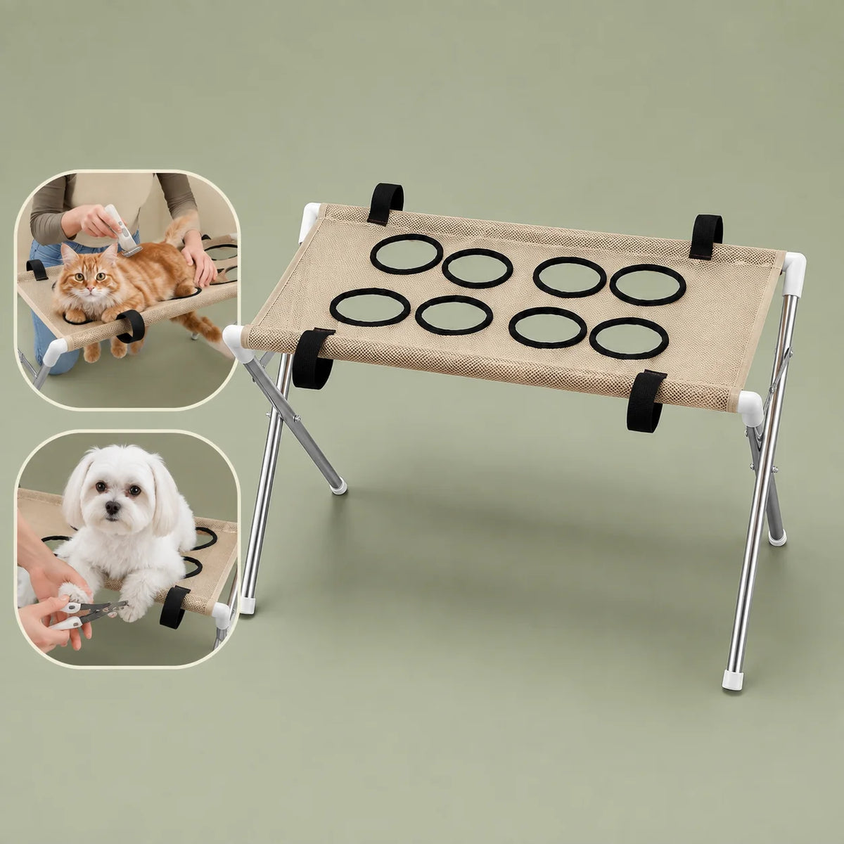 Pet Grooming Hammock Stand, Breathable Foldable Restraint Table for Home Nail Clipping - Bond Well Supplies