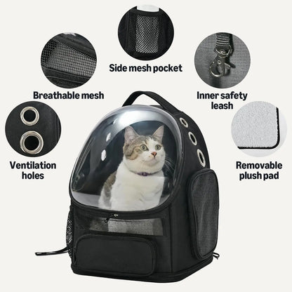 Pet Carrier Backpack for Small Cats and Dogs with Bubble Window, Ventilated Mesh and Foldable Design